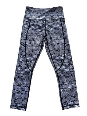Zyia Active Black White Snakeskin High Rise Pocket Cropped Leggings Women’s Sz 2